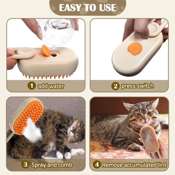 Electric Massage Comb with Spray for Pets – Anti-Frizz & Easy Bathing